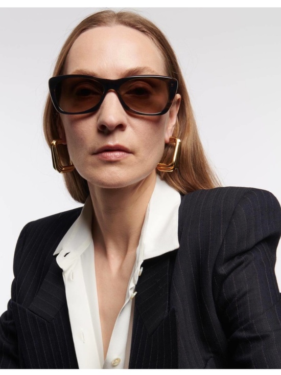 Saint Laurent Eyewear Rectangular Frame Unisex Sunglasses  Seen on Hailey Bieber